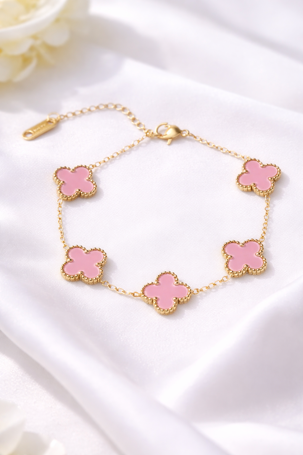 Bracelet Trèfle Rose Doré