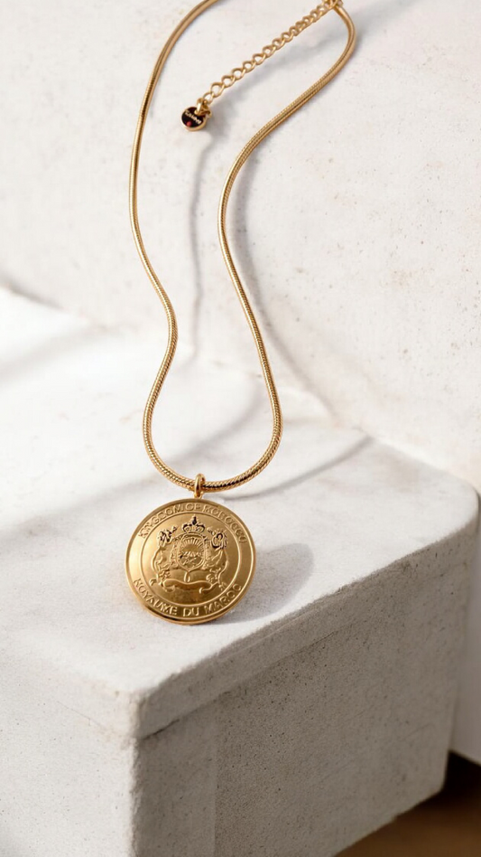 Collier Carte du Maroc – Héritage Royal Doré