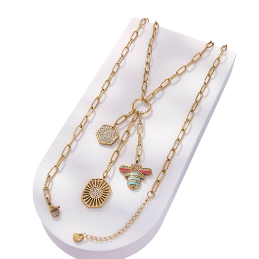 Collier Charms Doré à l’Abeille