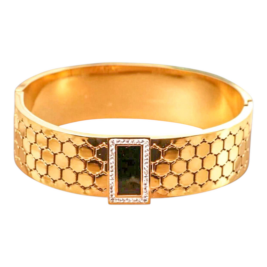 Bracelet Doré Élégant à Pierre Noire