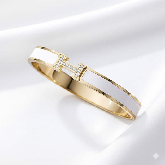 Bracelet Royal H Blanc Doré