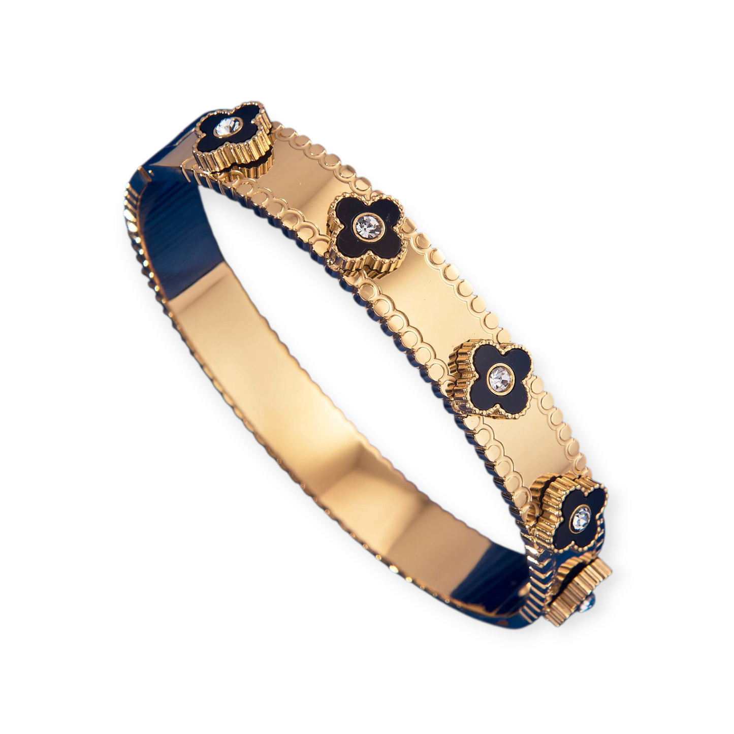 Bracelet Fleur Noire Doré