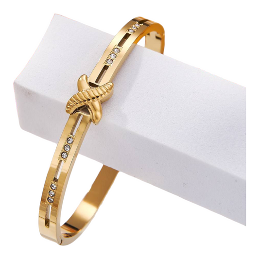 Bracelet doré nœud croisé & strass