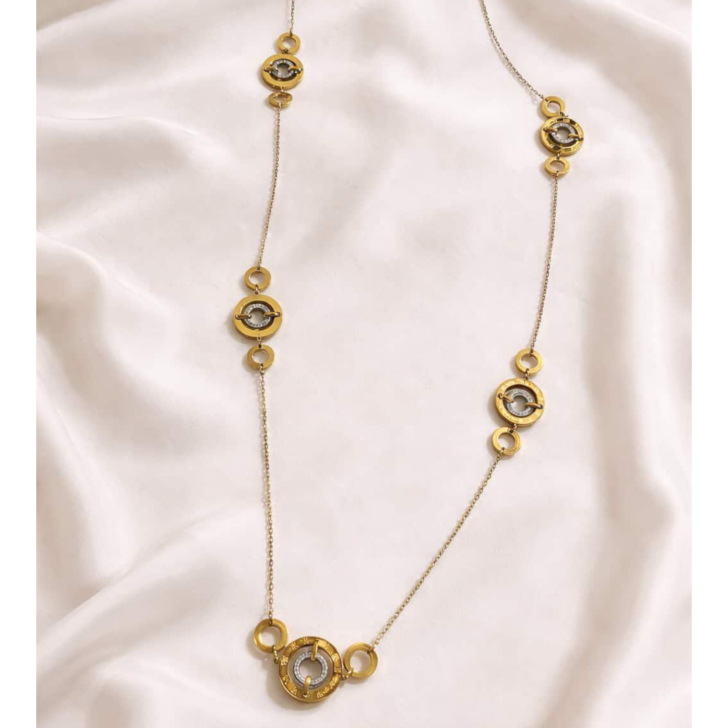 Sautoir Élégance Circulaire Dorée