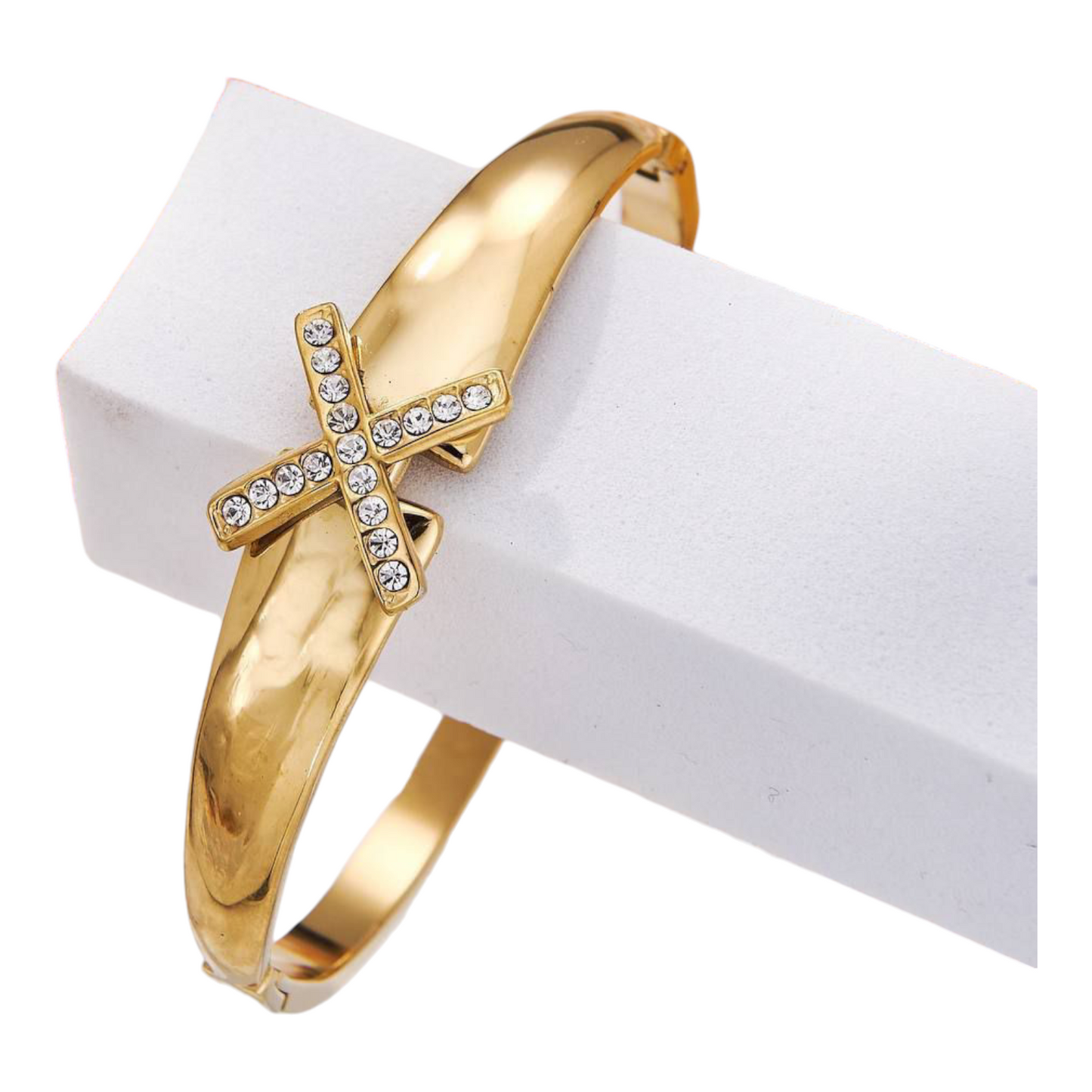 Bracelet doré croix strassée