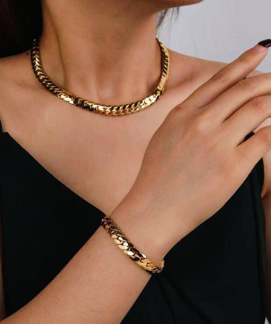 Set Élégant Doré - Collier et Bracelet